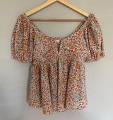 Entro Multicolor Floral Short Sleeve Blouse Size Small Photo 0