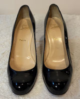 Christian Louboutin- Black Patent Leather Pumps Round Toe- Size 40/ US Size 10 Photo 0