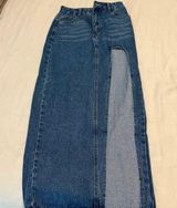 Women's High Waist Split Thigh Maxi Denim Skirt Casual Zip Up Jean Skirt Size XS Photo 0