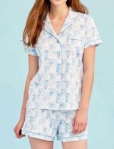 X LoveShackFancy Pastiche De Bouquet Blue Women’s Polo Pajama Set Photo 0