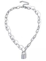 Silver Chain Lock Necklace Photo 0