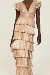 RTR Pleated Ieena MacDuggal Backless Floor Length Formal Gown Sz 6 Dusty rose Photo 0