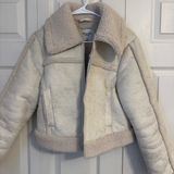 Abercrombie vegan suede Cream Shearling Jacket Photo 0