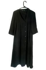 Zara Black Dress Soya Raya Button Down V-neck Midi Dress Short Sleeve Size XS Photo 0