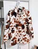 Cow Print Sherpa Pullover Photo 0
