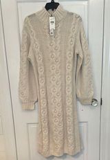 Sanctuary Off White Cable Knit Midi Sweater Dress size L NWT Photo 0