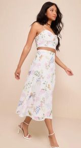 Lulu’s White Floral Embroidered Two Piece Midi Dress Photo 0