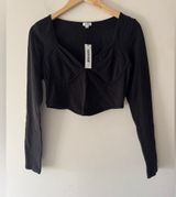 NEW!! Garage Black Long Sleeve Corset Crop Top Photo 0