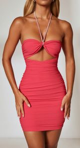 Oh Polly Hot Pink Mini Halter Dress Photo 0