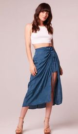 Band of the Free Womens Celene Deep Teal Layered Midi Skirt Photo 0