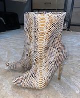 Boutique Snakeskin Booties Tan Size 8 Photo 0
