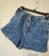 Mom Shorts Size 6 High Rise Dark Wash Denim Elastic Waist Photo 0