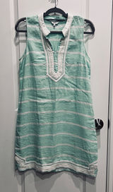 Crown & Ivy Women’s Mint Green & White Kurta Linen Striped Dress Size 6 Photo 0