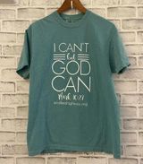 Unisex  teal “I Can’t But God Can” t-shirt Medium Photo 0