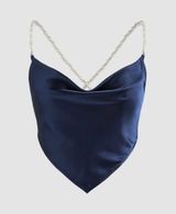 Cider Satin Pearl Cowl Neck Tank Photo 0