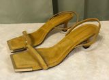 Good American Velvet Yellow & Gold Slide On Heels Photo 0