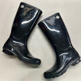 Ugg Tall Rain Boots Black Buckle Back Shiney Winter US Womens Size 8 Photo 0