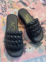 Beach Black Platform Sandals Size 7 Photo 0