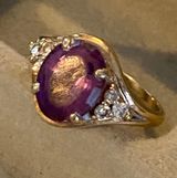Amethyst Gold Ring With Diamonds Photo 0