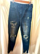 American Eagle Jeans Next Level Stretch High Rise Distressed Dark Wash Denim 8Rg Photo 0