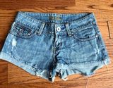 Jeans Distressed Cuff Low Rise Light Blue Denim Shorts Women’s Size 24 Photo 0