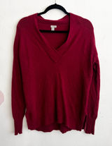 Halogen 100% Cashmere V Neck Sweater Burgundy Women's Small Photo 0