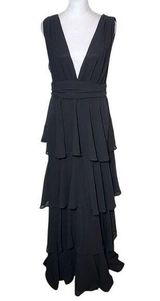 Black Tiered Maxi Dress NWOT Size Medium Black Prom Dress Photo 0