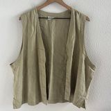 Neiman Marcus  100% Linen Open Front Vest Neutral Natural Medium Photo 0