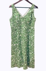 Boden USA Boden Green White Roses Derby Dress Sleeveless 10 Fit Flare Photo 0