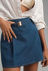 Denim belted mini skirt Photo 0