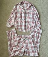 Victoria's Secret Red and White Cozy Plaid Pajama Set Photo 0