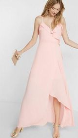 EXPRESS Light Pink Wrap Maxi Dress Photo 0