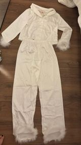 White Silk Feather Pajamas Photo 0