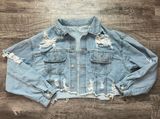 Cropped Denim Jacket Blue Size XS Photo 0