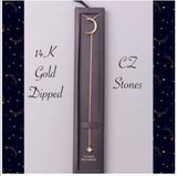 Boutique 18K Gold Dipped Moon Star CZ Lariat Necklace Photo 0