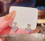 Women's Crystal Love Heart Stud Earrings White Photo 0