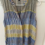 Massimo Dutti Blouse Women's US 8 EUR 40 White Yellow Striped Sleeveless Photo 0