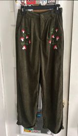 Romwe Green Corduroy Mushroom Pants Photo 0