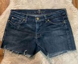 7 For All Mankind Dojo Denim Shorts Size 29 Womens Dark Wash Raw Hem Photo 0
