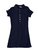 Anthropologie Moth S Sweater Mini Dress Polo Ribbon Crochet Knit Navy Blue Photo 0