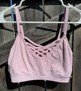 Zenana Outfitters Light Pink Criss Cross Back Bralette - Size L Photo 0