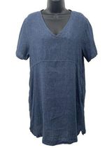 FLAX 100% LINEN V Neck Tunic With Pockets Women's Size S Photo 0