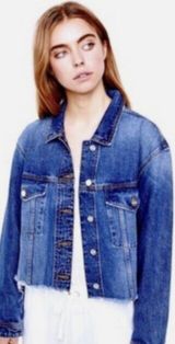 Anthropologie By Sanctuary Open Road Cropped Trucker Jacket in Red Rock Photo 0