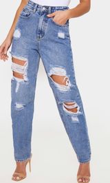 Pretty Little Thing Ripped Mom Jeans  Photo 0