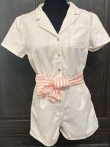 shortsleeved White Jean Romper - size small Photo 0