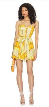 Brynne Mini Dress in Yellow Stripe Revolve Strapless Dress Photo 0