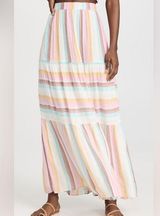 L*Space revolve Bondi Metallic Striped High Rise boho Pull-On Maxi Skirt small Photo 0