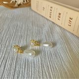 Vintage Gold Rhinestone Teardrop Pearl Earrings “Juliet” Bling Glamor Femme Jewelry White Photo 0