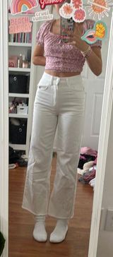 White Wide Leg Jeans Size 25 Photo 0