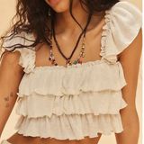 Free People Free Est Ribbed Ruffle Cropped Top Photo 0